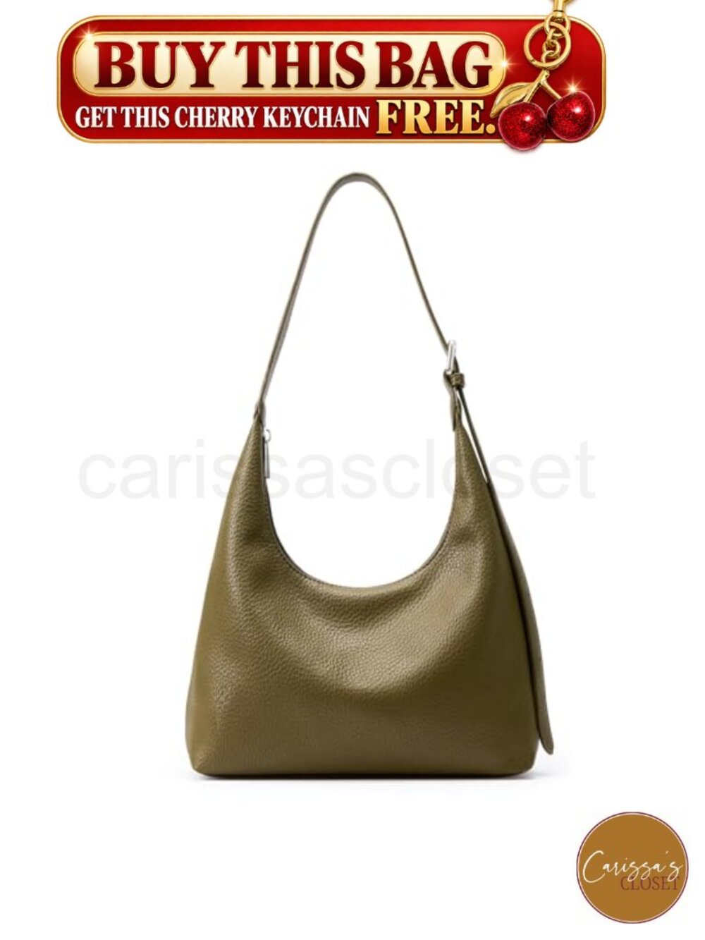 ✨ KALIDI Lychee Texture Vegan Leather Crescent Hobo Tote Underarm Bag